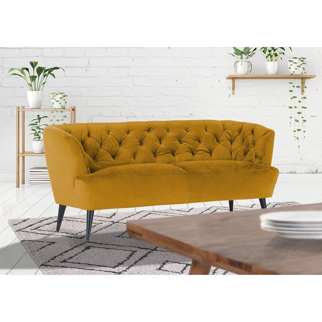 Küchensofa Burdett 190cm Gelb/Senfgelb Schwarz