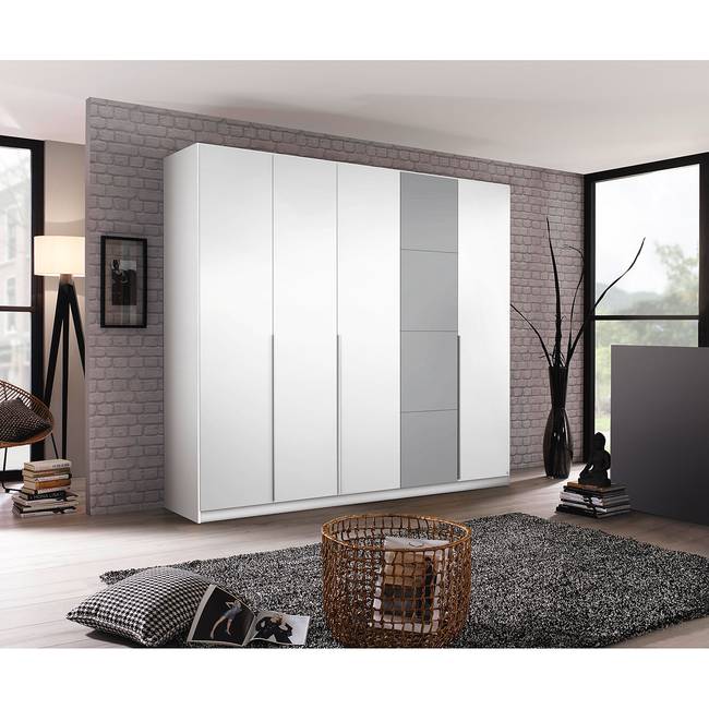 Drehtürenschrank 226cm Weiß/Alpinweiß/Grau