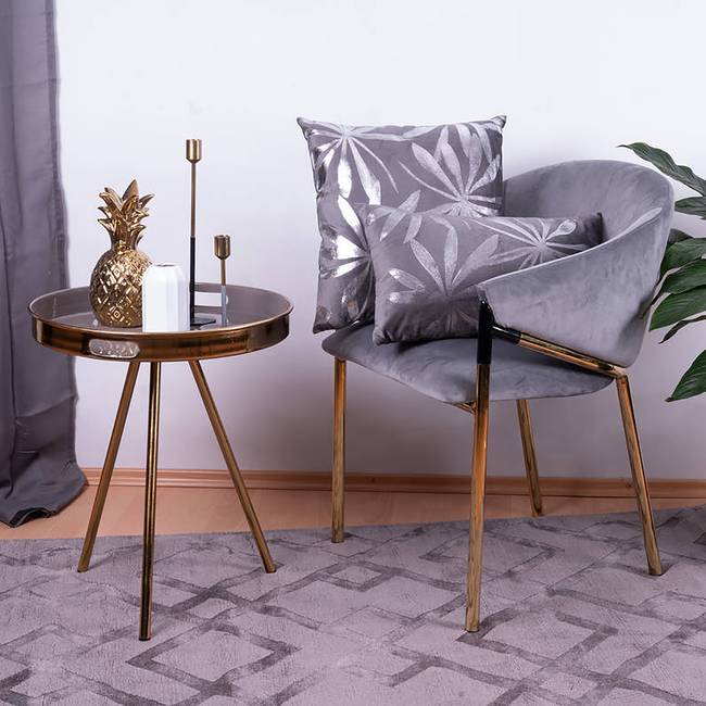 Dekokissen Prisma IV 2-teilig Grau/Silber/Graphit Samt