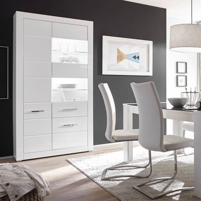 Vitrinenschrank 100 x 198 x 35cm Weiß