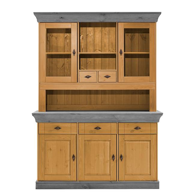 Buffet I 143 x 197 x 45cm Braun/Kiefer Laugenfarbig/Kiefer Grau