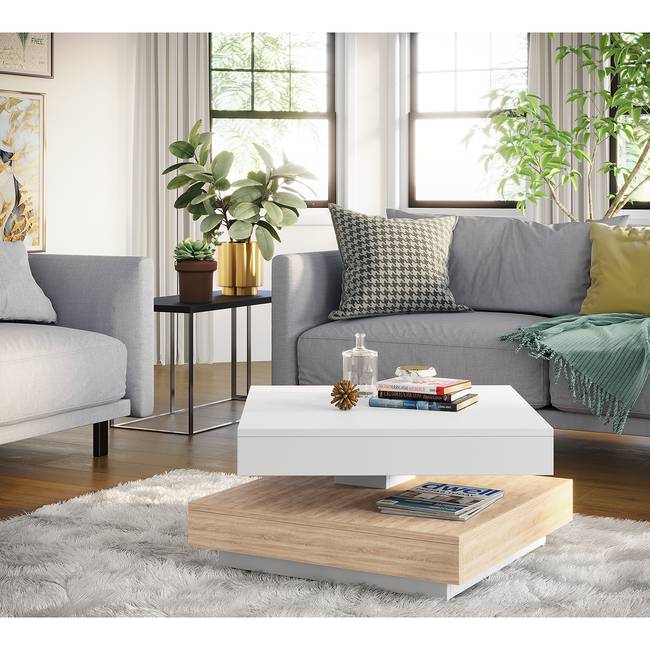 Couchtisch Dyan 67 x 35 x 67cm Braun/Weiß/Weiß/Eiche Sonoma Dekor