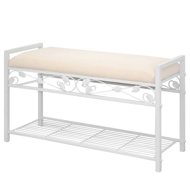 Garderobenbank Volnay 80 x 47 x 30cm Weiß/Weiß