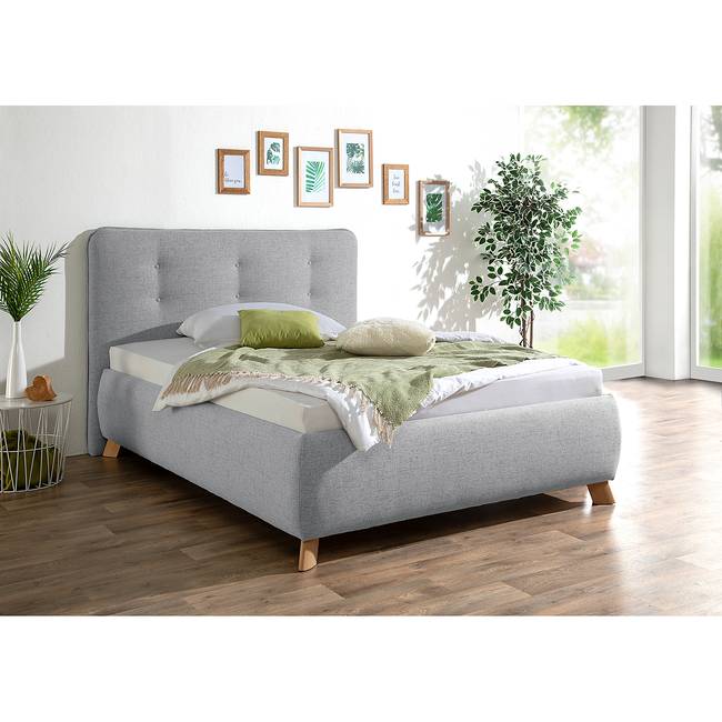 Polsterbett Trotwood 140 x 200cm Strukturstoff Grau/Hellgrau