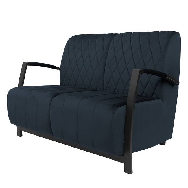 Sofa Menet 2-Sitzer Blau/Dunkelblau Samt Ravi 160 x 83 x 83cm Industrial