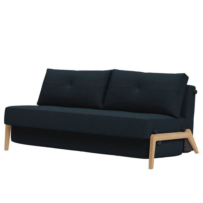 Schlafsofa Blau Stoff Mixed Dance 168cm mit Schlaffunktion Eiche Hell Skandi
