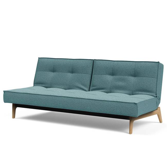Schlafsofa Splitback Eik Blau Stoff Mixed Dance 210 x 80 x 96cm Eiche Hell