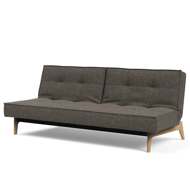 Schlafsofa Splitback Eik Grau Stoff Flashtex 210 x 80 x 96cm Eiche Hell