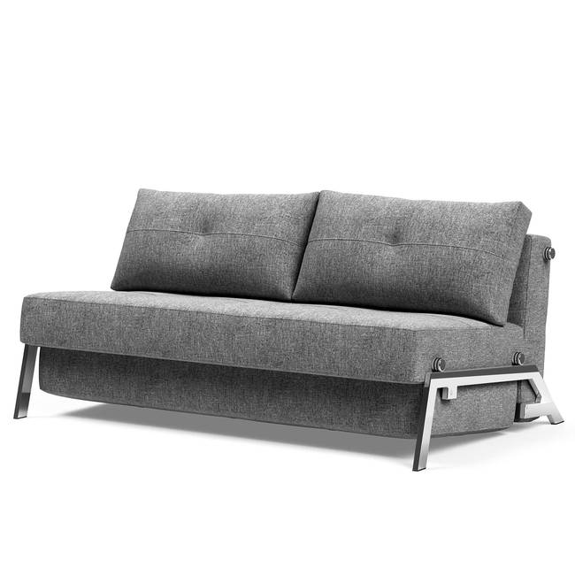 Schlafsofa Grau Stoff Twist 168cm mit Schlaffunktion Chrom glänzend Skandi