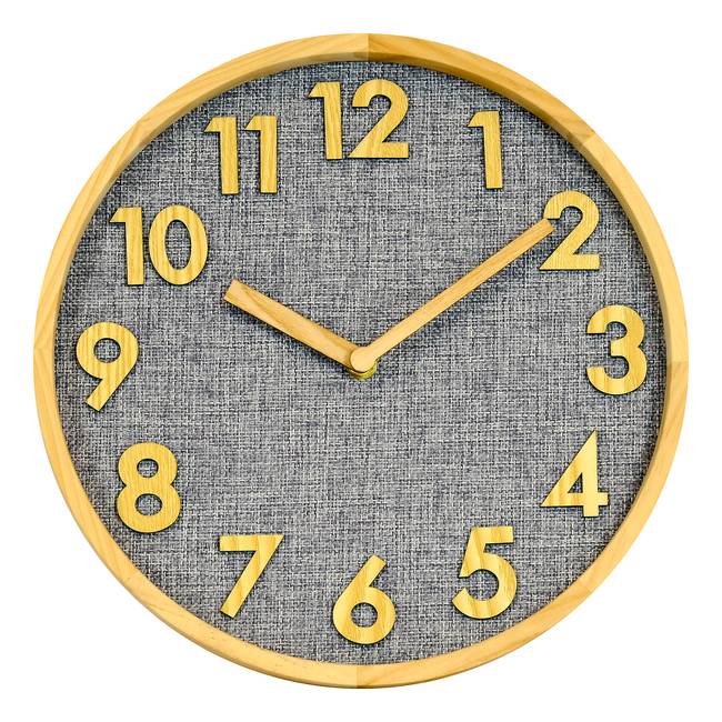 Wanduhr WT 7235 Holzgehäuse / Textil: Jeansstoff Ø 30cm Blau