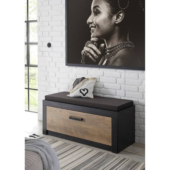 Garderobenbank II 107 x 48 x 43cm Braun/Grau