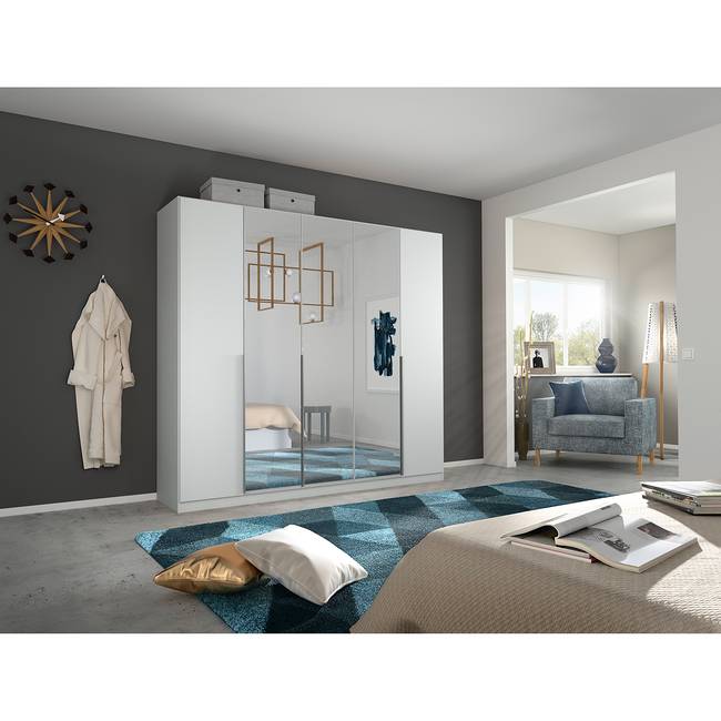 Drehtürenschrank Alabama 226 x 229cm Grau/Grau Premium Aluminium mit Spiegeltür/-en