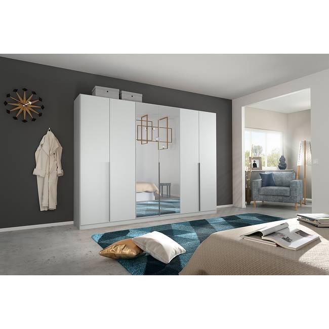 Drehtürenschrank Alabama 271 x 210cm Grau/Grau Premium Aluminium mit Spiegeltür/-en