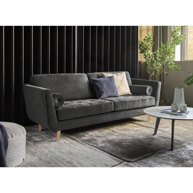 Sofa Vieux Lyon 3-Sitzer Grau/Taubengrau Microfaser Panja 226 x 85 x 96cm Industrial