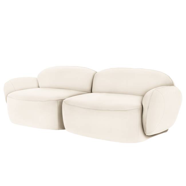 Sofa Vieux Colpo 3-Sitzer Beige/Beige Flachgewebe Meave 244 x 80 x 104cm Glamour