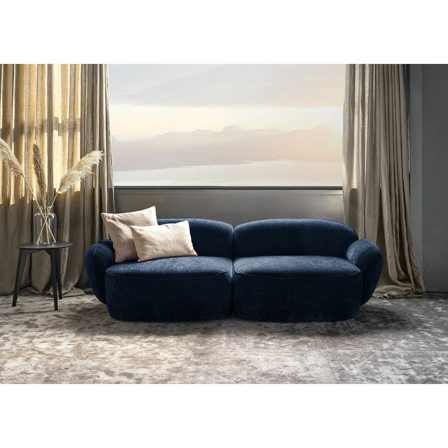 Sofa Vieux Colpo 3-Sitzer Blau/Hellblau Microfaser Alana 244 x 80 x 104cm Glamour