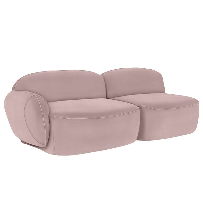 Sofa Vieux Colpo 2-Sitzer Pink/Pink Flachgewebe Meave 222 x 80 x 104cm Armlehne davorstehend links Glamour
