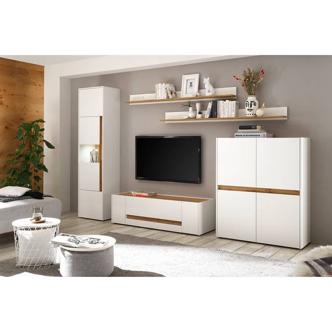 TV-Lowboard I Spanplatte, beschichtet Weiß/Weiß 140cm