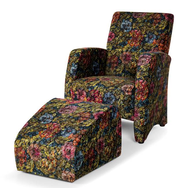 Loungesessel Kardla Multicolor/Blau/Gelb Samt 70 x 90 x 86cm