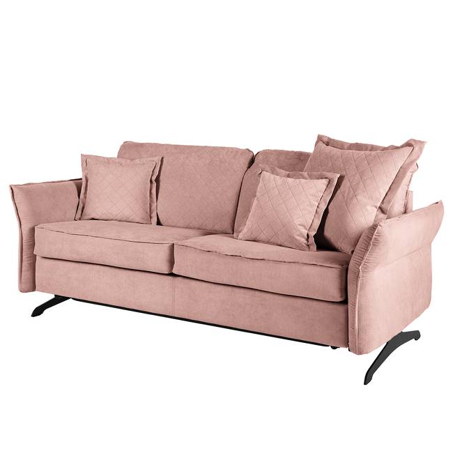 Schlafsofa Kallaste mit Matratze Pink/Babyrosa Flachgewebe 192cm Modern