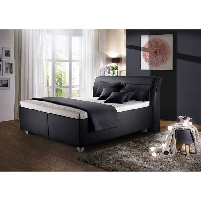 Polsterbett Sagadi 160 x 200cm Kunstleder Grau/Anthrazit H2