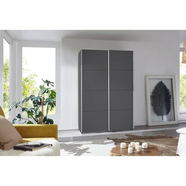 Schwebetürenschrank I 136cm Grau/Graumetallic Classic ohne Spiegeltür/-en