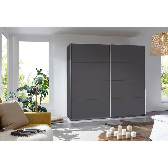 Schwebetürenschrank I 226cm Grau/Graumetallic Basic ohne Spiegeltür/-en