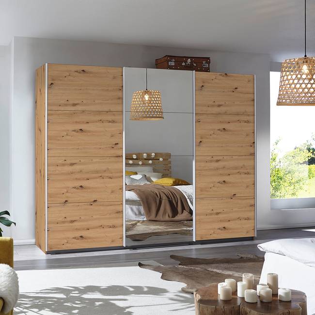 Schwebetürenschrank I 271cm Braun/Eiche Artisan Dekor Premium 1 Spiegeltür