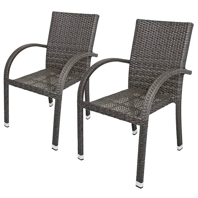 Stapelstuhl Modesto 2er-Set Gestell: Aluminium Geflecht: Polyrattan Grau/Grau 57 x 85 x 65cm