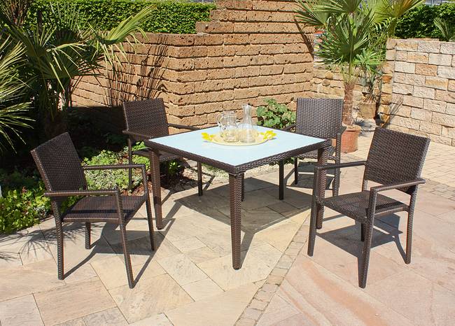 Stapelstuhl Malaga 2er-Set Gestell: Aluminium Geflecht: Polyrattan Braun 55 x 88 x 57cm