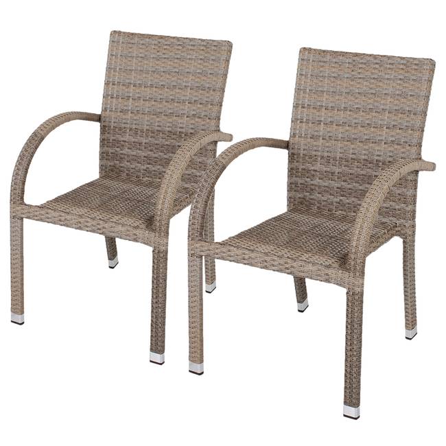 Stapelstuhl Modesto 2er-Set Gestell: Aluminium Geflecht: Polyrattan Braun/Braun 57 x 90 x 64cm