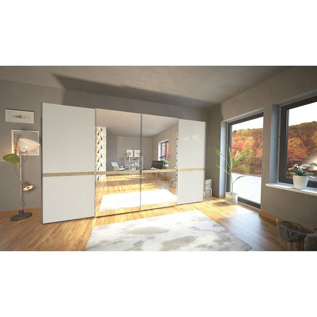 Schwebetürenschrank Barcelona IV 400 x 236cm Braun 2 Spiegeltüren