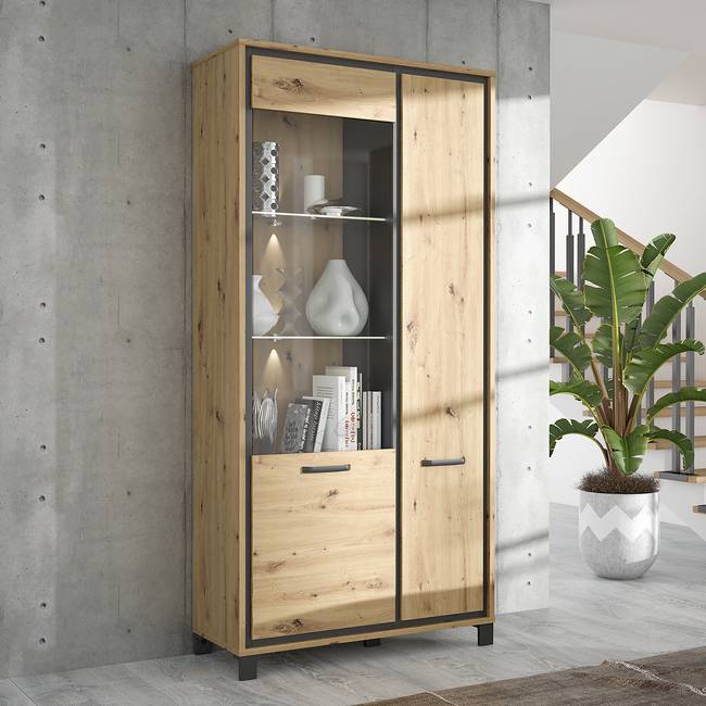 Vitrinenschrank II 101 x 209 x 42cm Braun