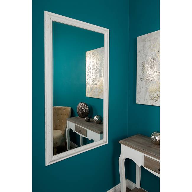 Spiegel Abakan III 72 x 132 x 7cm Weiß/Vintage Weiß Massivholz Paulownia, lackiert 72 x 132 x 7cm