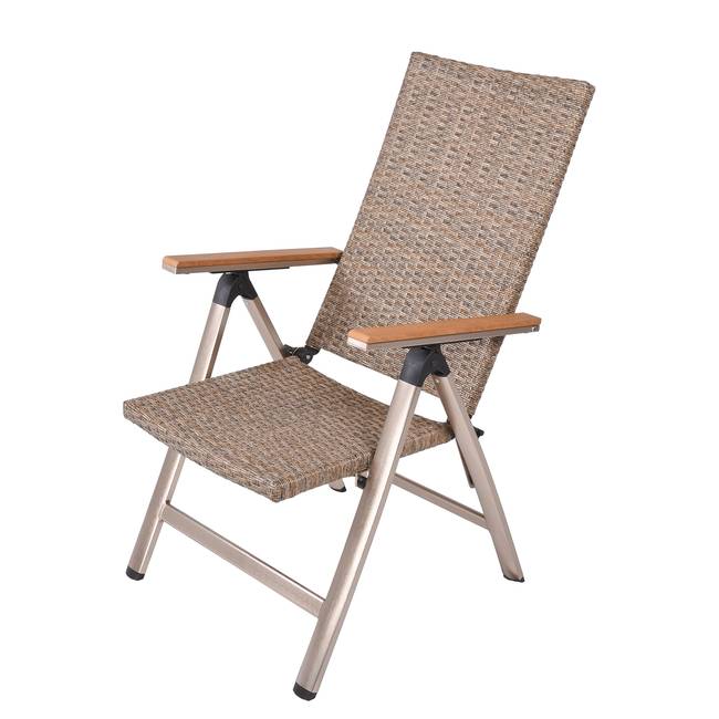 Klappstuhl Gestell: Aluminium, gebürstet Sitz- und Rückenfläche: Polyrattan Braun 60 x 108 x 59cm