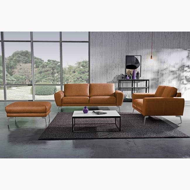 2-Sitzer Sofa Braun Echtleder Nadra 178 x 85 x 93cm Chrom glänzend Konisch Modern