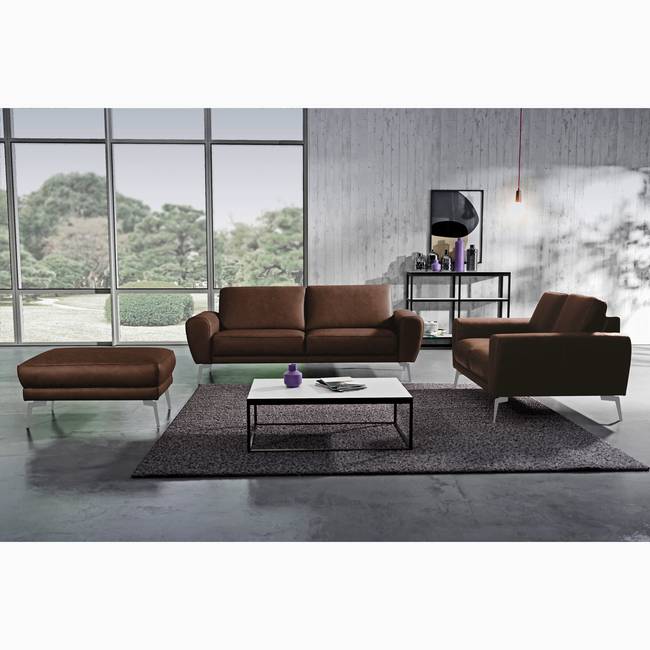 3-Sitzer Sofa Braun Echtleder Nadra 207 x 85 x 93cm Chrom glänzend Konisch Modern
