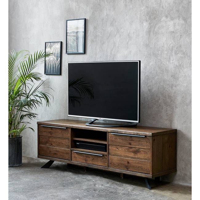 TV-Lowboard Front & Korpus: MDF Mitteldichte Holzfaserplatte , furniert Füße: Metall, lackiert Braun 170 x 55 x 42cm