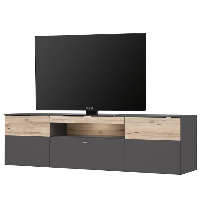TV-Lowboard Spanplatte, beschichtet Grau/Beige 210cm