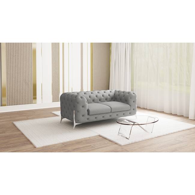 Sofa II 2-Sitzer Grau Microfaser Enza 185 x 73 x 100cm Glamour