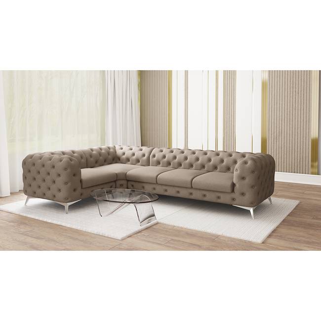 Ecksofa Laviva VI Braun Microfaser Enza 323 x 200cm Ausrichtung links