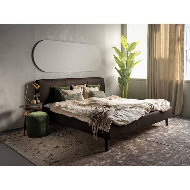 Polsterbett Steve 140 x 200cm Echtleder Jeen Braun Buche