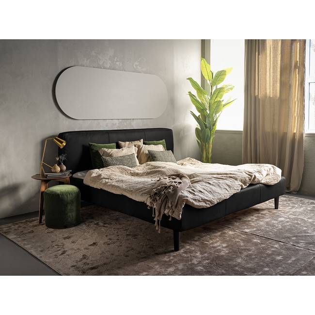 Polsterbett Steve 180 x 200cm Echtleder Jeen Schwarz Buche