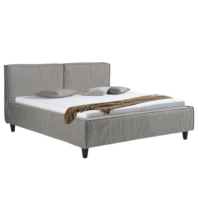 Polsterbett Vio 180 x 200cm Flachgewebe Meave Grau/Beige Buche
