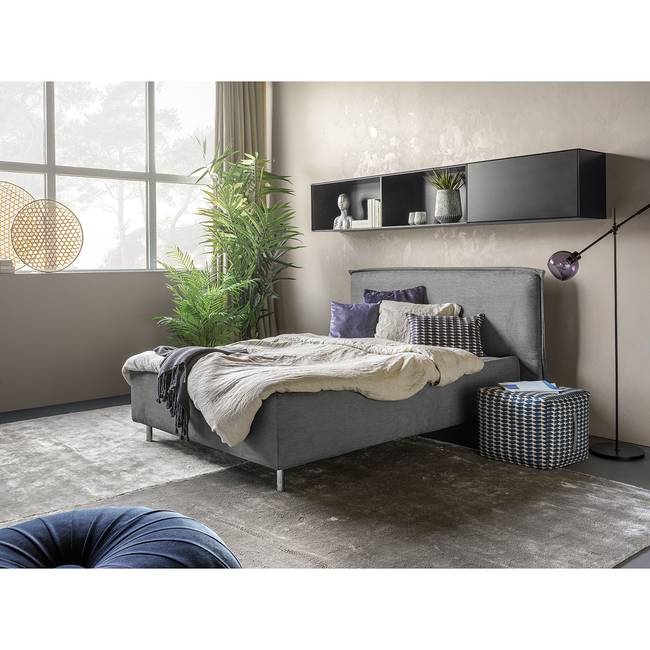 Polsterbett Homely 140 x 200cm Flachgewebe Nona Grau Buche