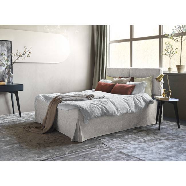 Polsterbett Nathan 180 x 200cm Flachgewebe Nona Grau/Beige Buche