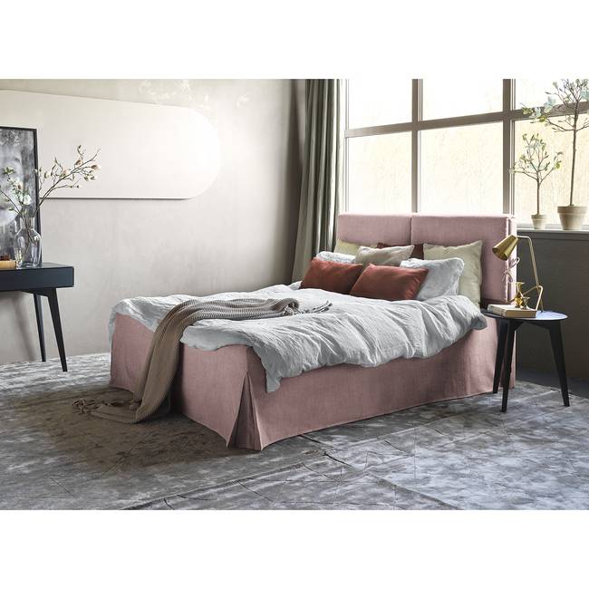 Polsterbett Nathan 140 x 200cm Flachgewebe Meave Pink/Beige Buche