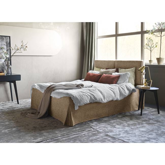 Polsterbett Nathan 140 x 200cm Flachgewebe Nona Beige Buche
