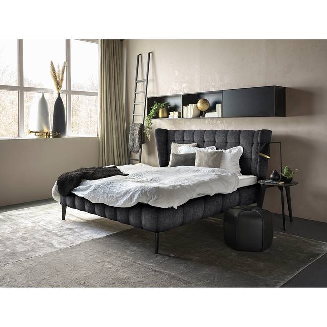 Polsterbett Capri Dream 180 x 200cm Flachgewebe Nona Grau Buche