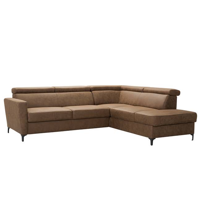 Ecksofa Landaff Braun Microfaser Torne 250 x 76 x 205cm Ottomane davorstehend rechts ohne Schlaffunktion ohne Hocker Modern